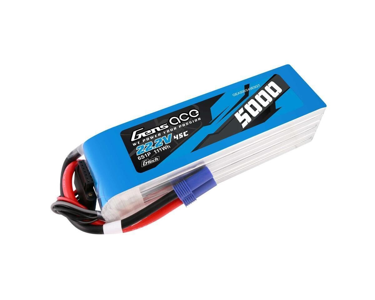 Gens Ace G-Tech Smart 6S LiPo Battery 45C 22.2V 5000mAh w/ EC5 Connector