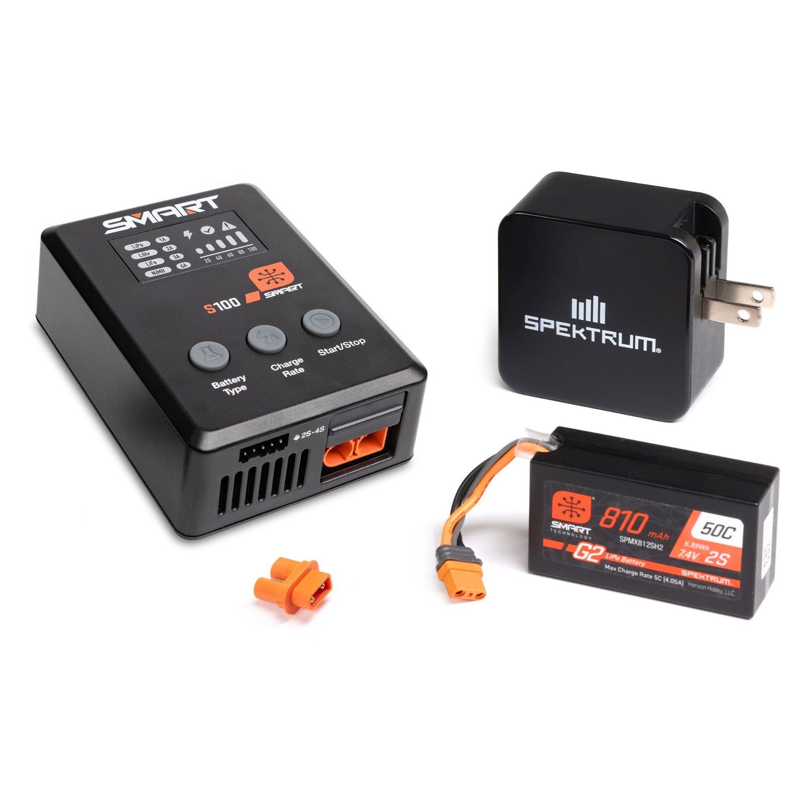 Spektrum Accessories Smart G2 Powerstage Bundle 810mAh 2S 50C LiPo Battery IC...