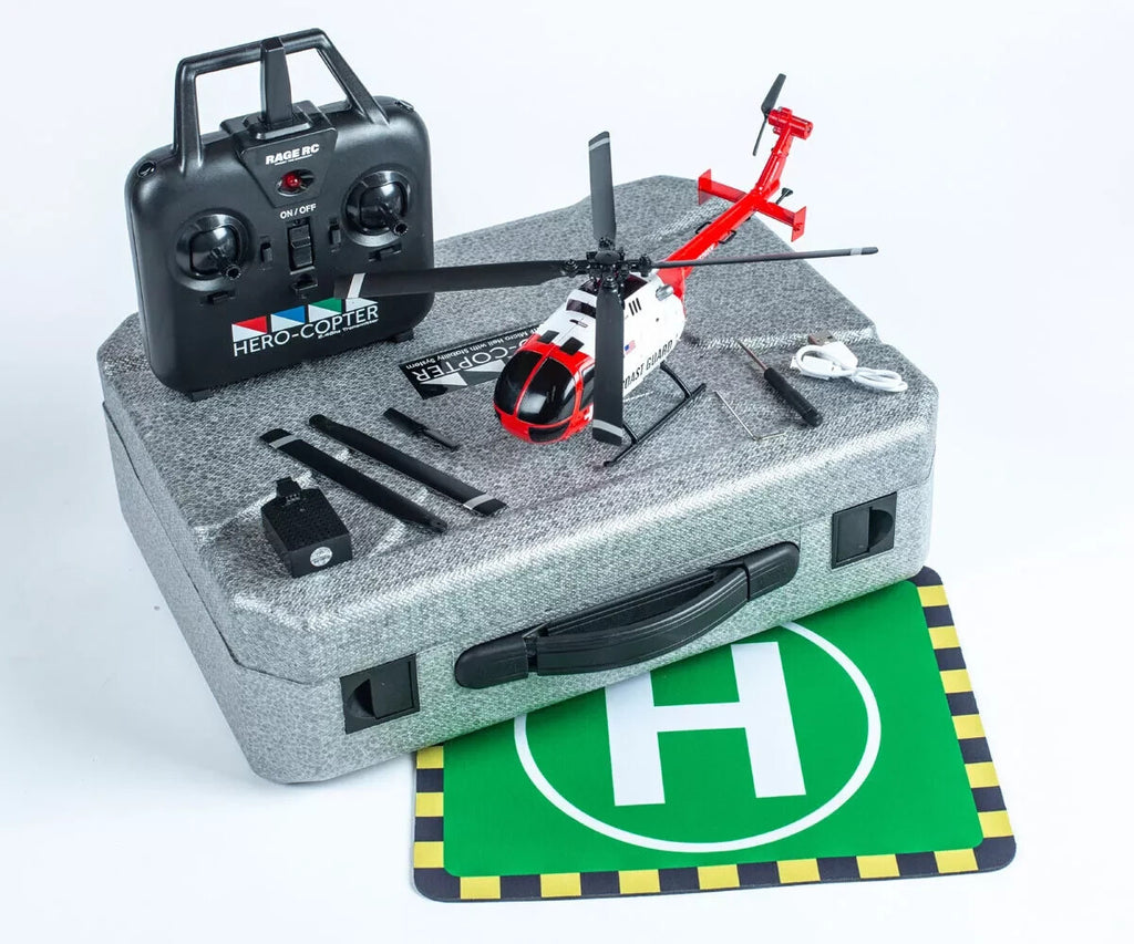 Rage RC Hero-Copter 4 Blade RTF Helicopter Coast Guard w/ carry case RGR6050