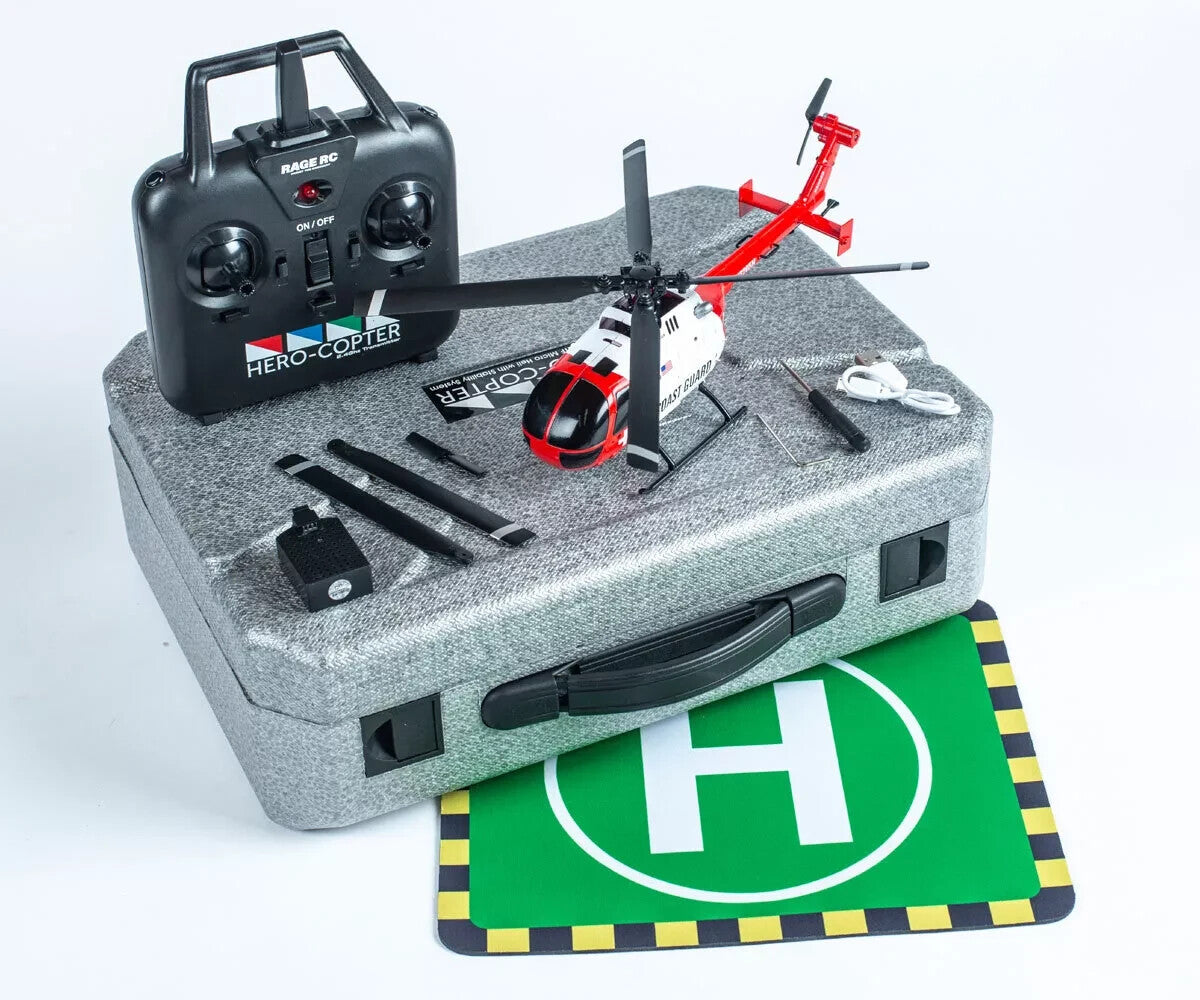 Rage RC Hero-Copter 4 Blade RTF Helicopter Coast Guard w/ carry case RGR6050