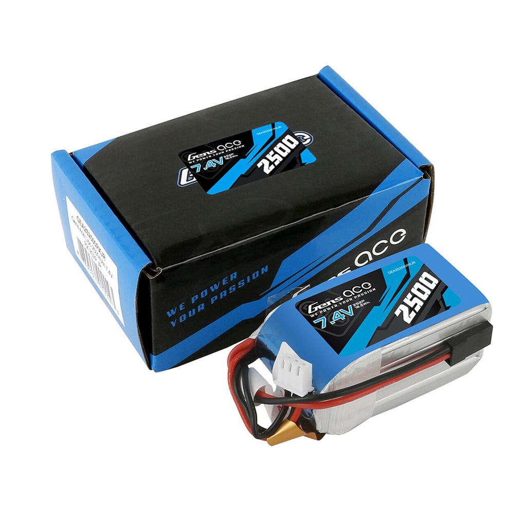 Gens Ace 2500mAh 7.4V 2S Hump RX Lipo Receiver Battery Pack With Universal Plug