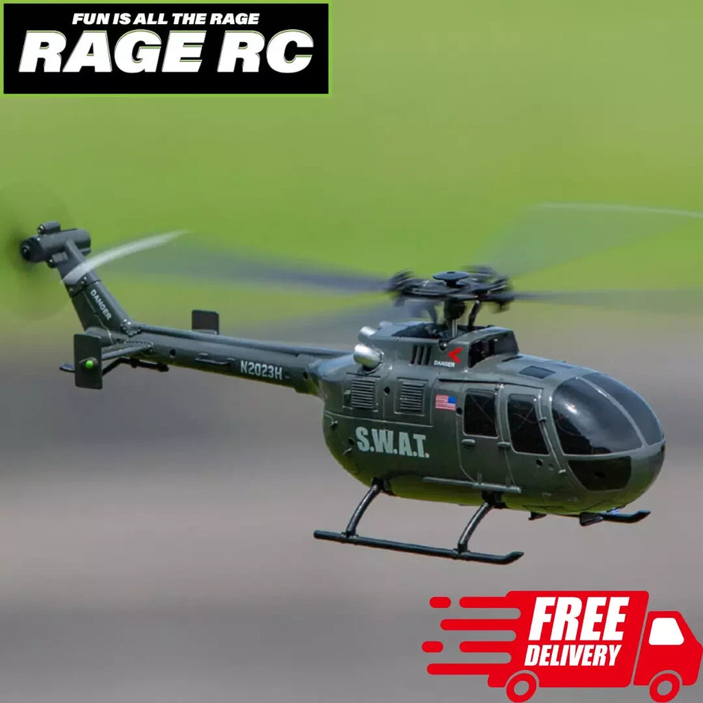 Rage RC Hero-Copter Helicopter RTF 4 Blade SWAT Stability Ready to Fly + Case