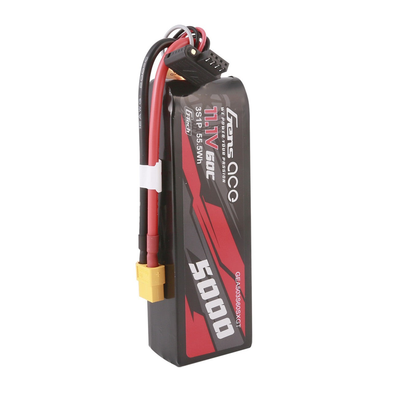 2x Gens Ace G-Tech 11.1V 60C 3S 5000mAh Lipo RC Car Battery Pack With XT60 Plug