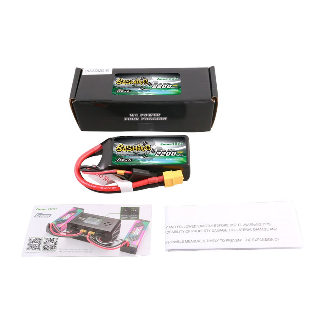 GensAce Bashing 2200mAh 11.1V 35C G-Tech 3S Lipo Battery XT60 For RC Crawler