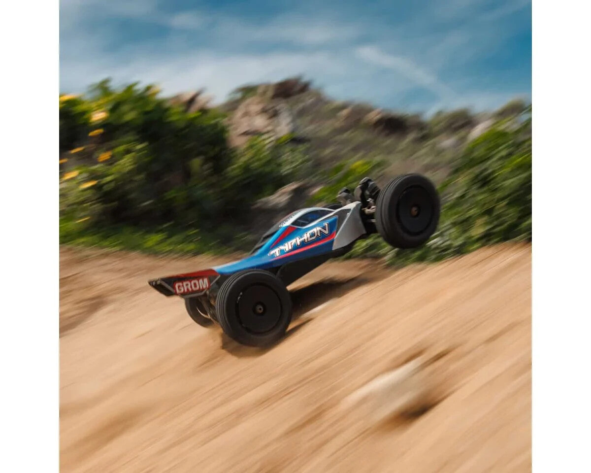 Arrma Typhon Grom MEGA 4WD 380 Brushed 1/18 Buggy RTR Blue/Silver ARA2106T1