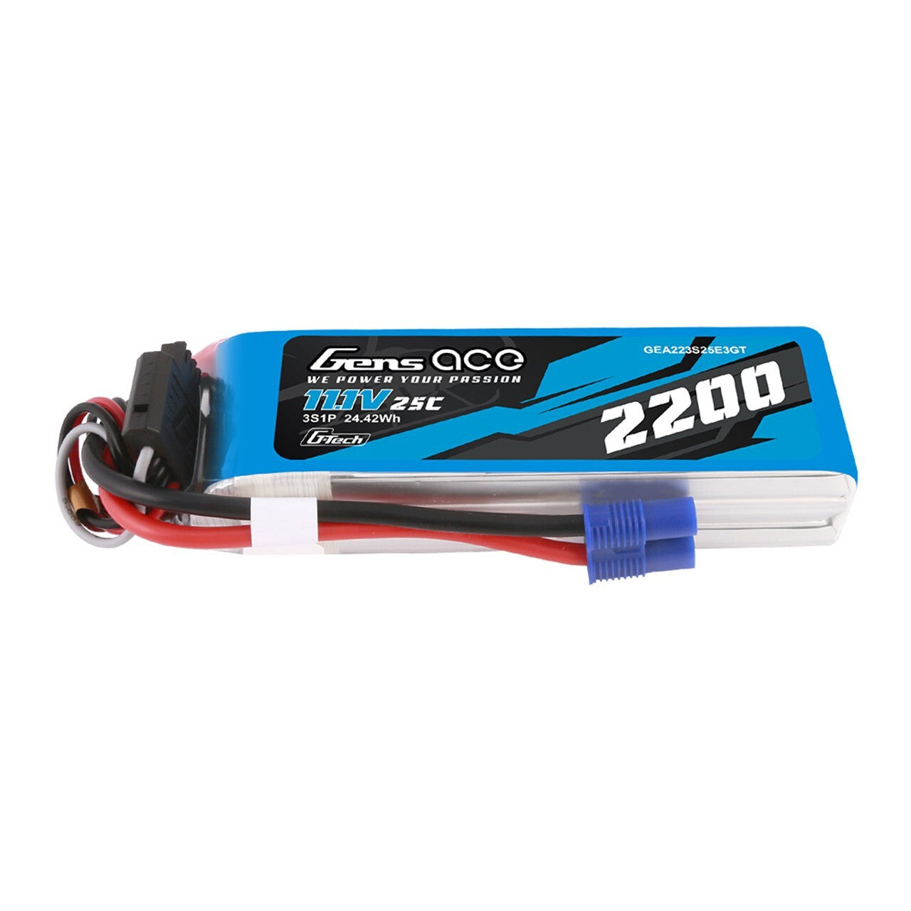 Gens Ace 2200mAh 3S 11.1V 25C G-Tech GTech Lipo RC Battery Pack w/ EC3 Plug