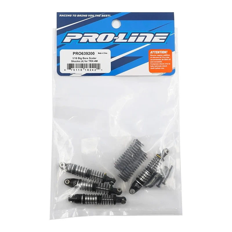 ProLine PRO639200 639200 1/18 Scale Big Bore Scaler Shocks (4) : Traxxax TRX-4M