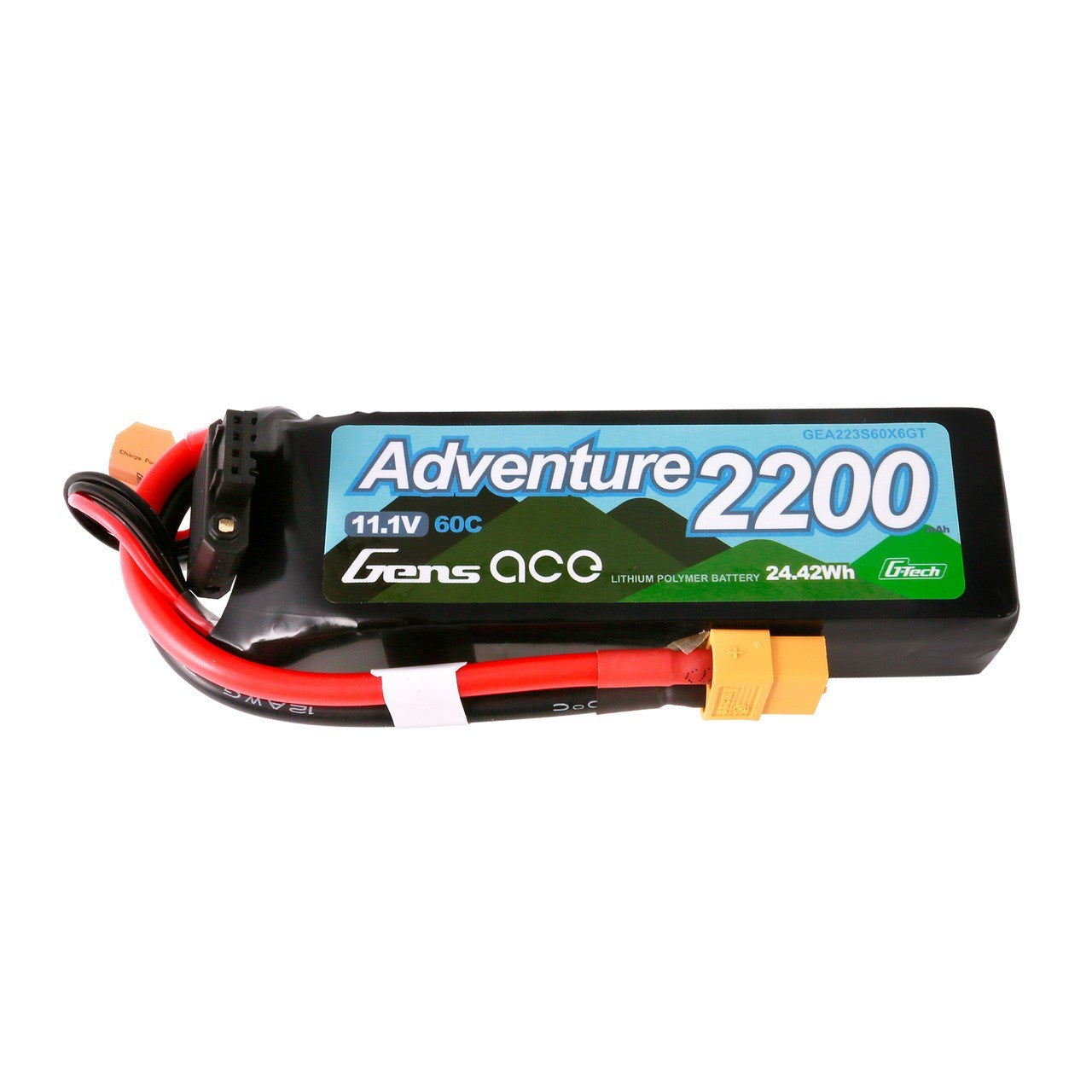 2x Gens Ace 2200mAh 3S 60C 11.1V G-Tech Adventure Lipo Battery Pack w/ XT60 Plug