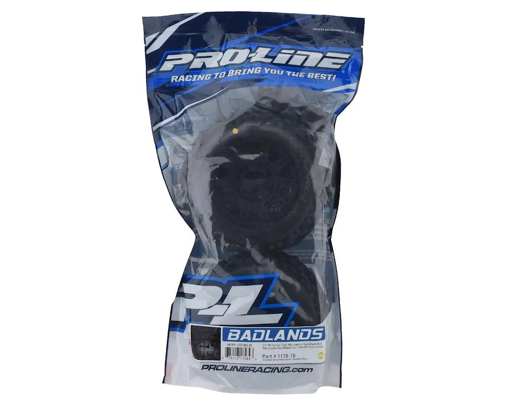 Pro-Line Proline Badlands 3.8" PreMounted Truck Tires (2) Black w/Raid Wheels M2