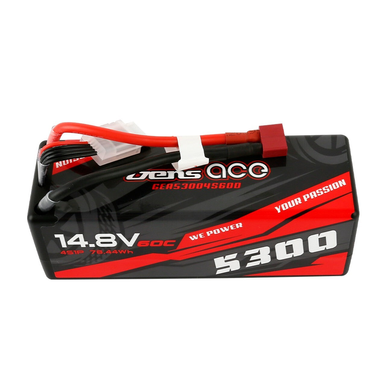 Gens ace 5300mAh 4S 60C 14.8V HardCase Lipo RC Car Battery with Deans T Plug