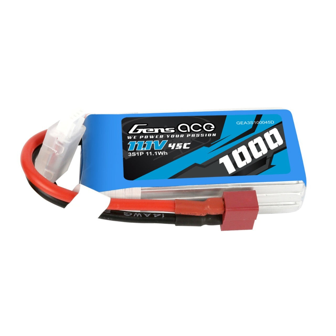 2x Gens Ace 11.1V 3S 1000mAh 45C Lipo RC Remote Control Battery Pack Deans Plug