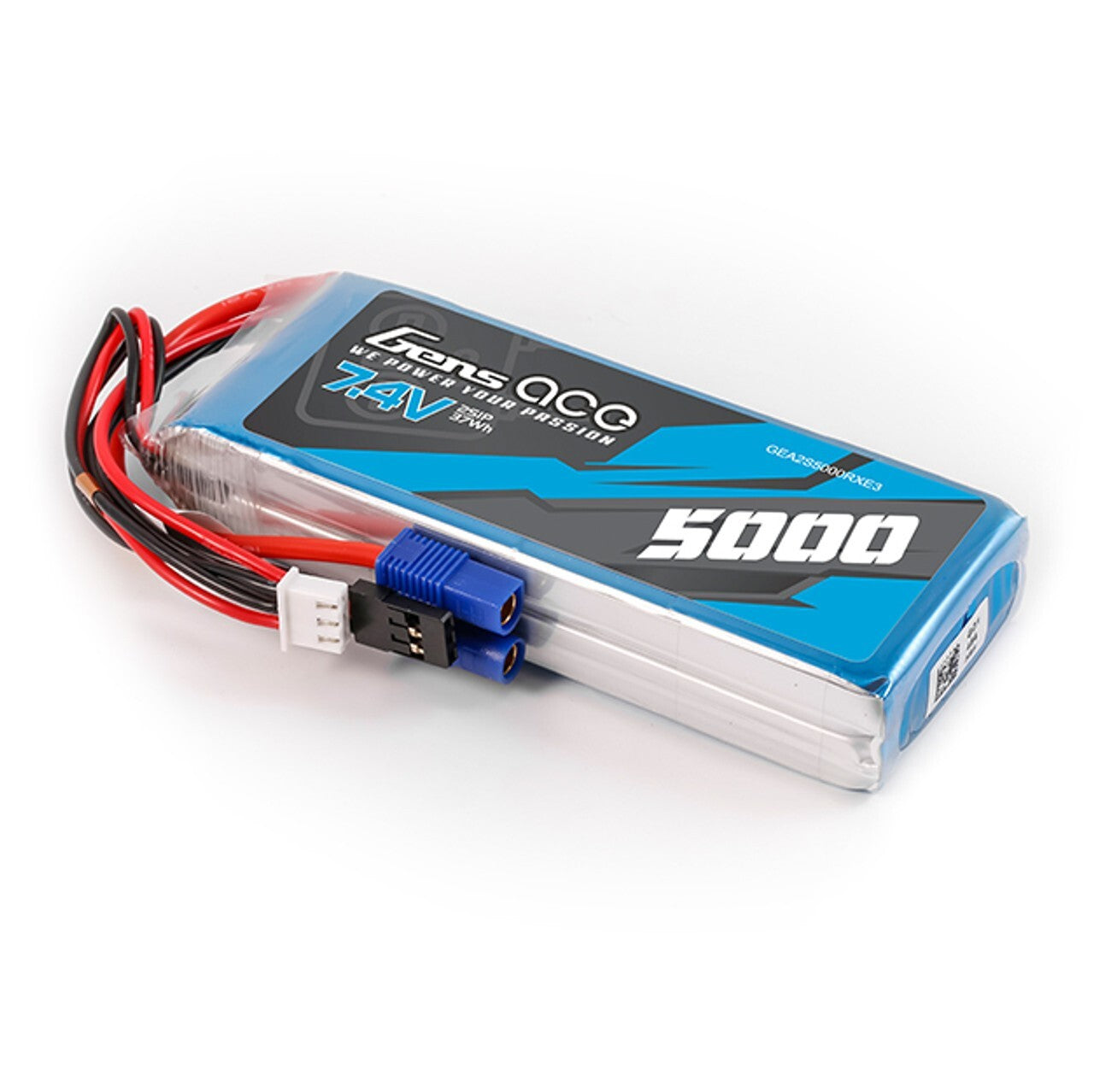 2x Gens ace 5000mAh 2S 7.4V HV RX Receiver Lipo Battery w/ EC3 JR Universal Plug