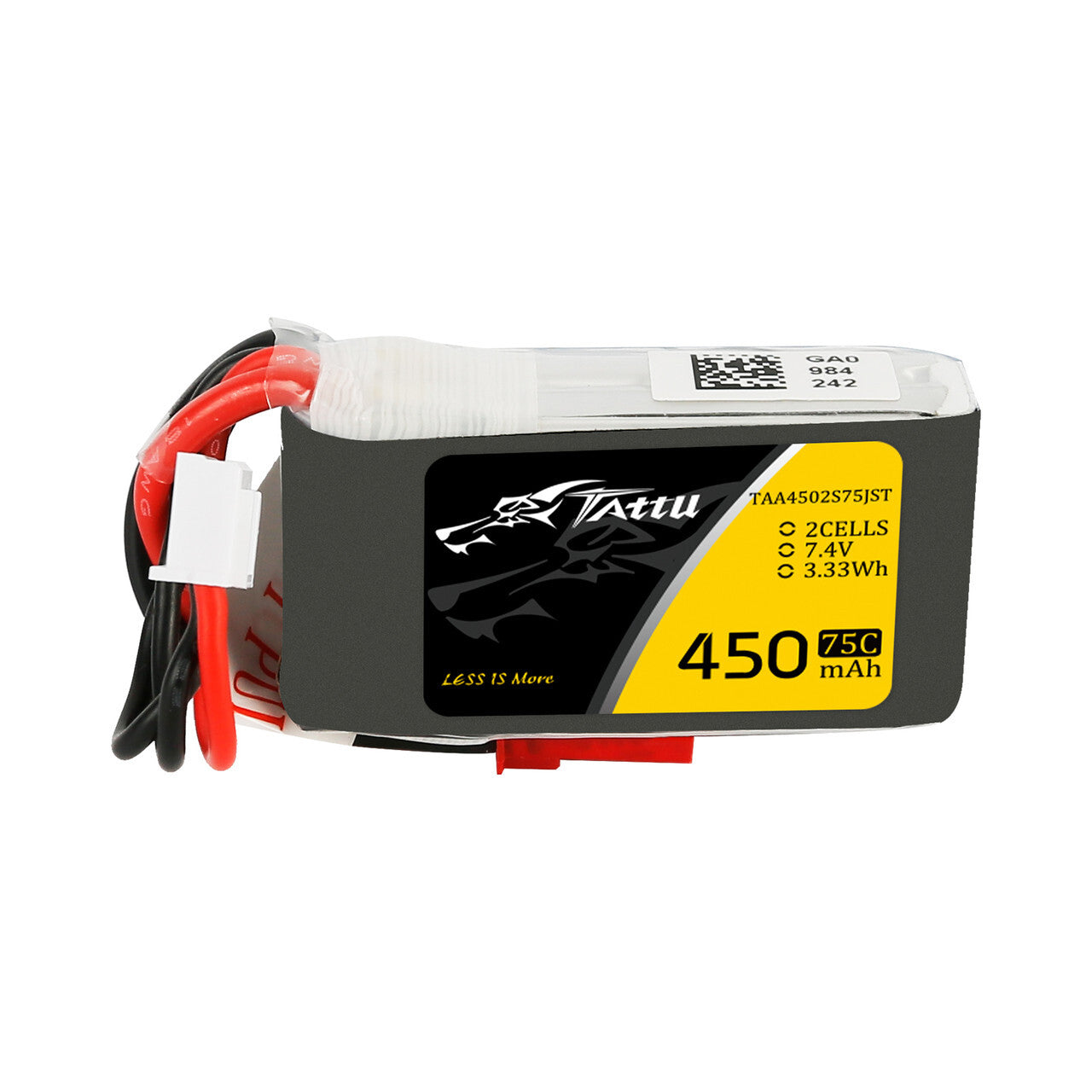 Tattu 7.4V 75C 2S 450mAh Lipo RC Remote Control Battery Pack With JST Plug