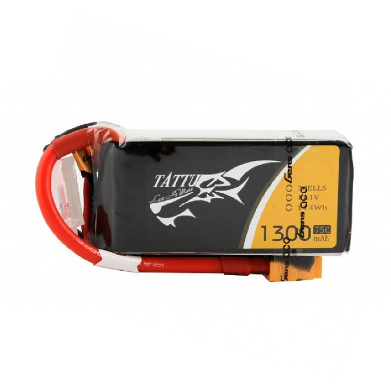 Tattu 1300mAh 3S 11.1v 75C Lipo RC Airplane Battery Pack With XT60 Plug