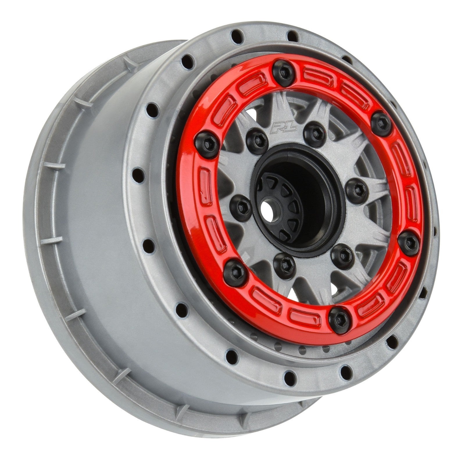 ProLine 1/10 Raid Bead-Loc F/R 2.2"/3.0" 12 /14mm SC Wheels (2) RD/GRY PRO281105