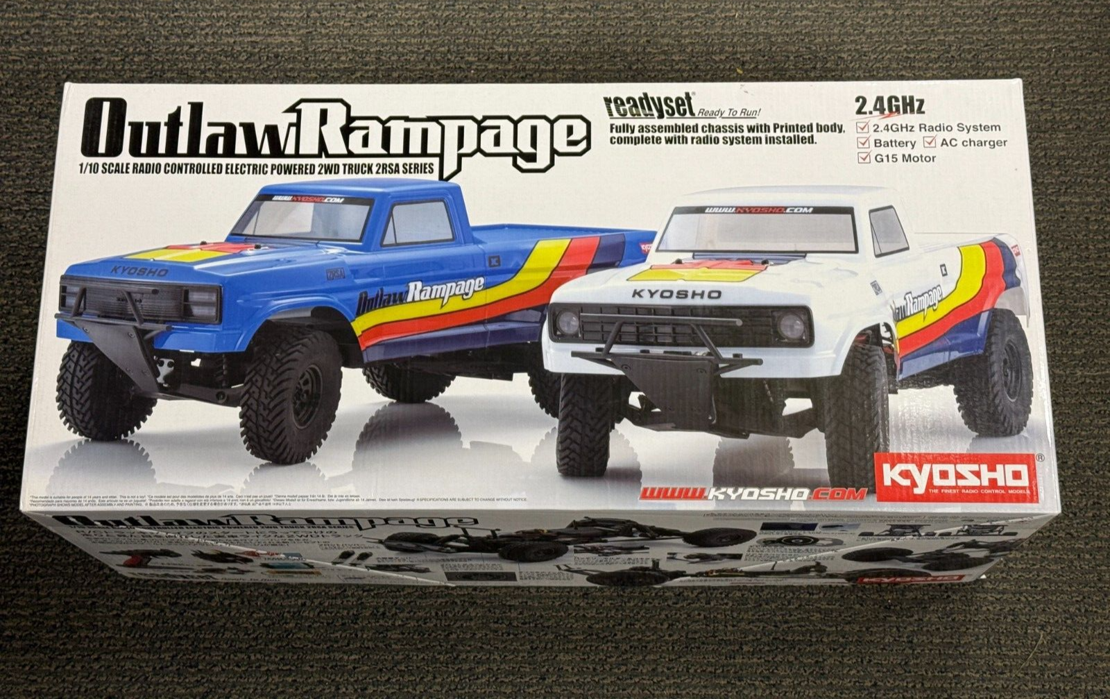 Kyosho 1/10 Electric Outlaw Rampage 2wd Truck Blue Ready Set KYO34361T2