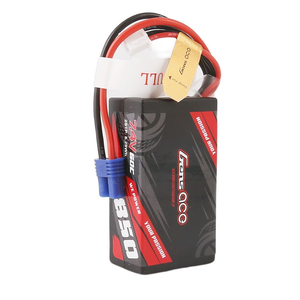 4x Gens Ace 850mAh 2S 7.4V 60C Lipo Battery Pack with EC2 Plug Mini LMT
