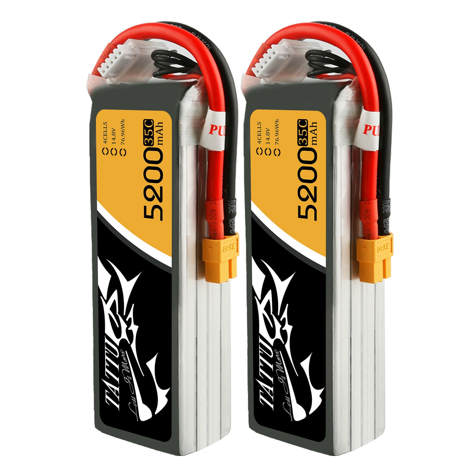2x Tattu 5200mAh 14.8V 35C 4S Lipo Battery XT60 Plug RC Car Truck Heli Airplane