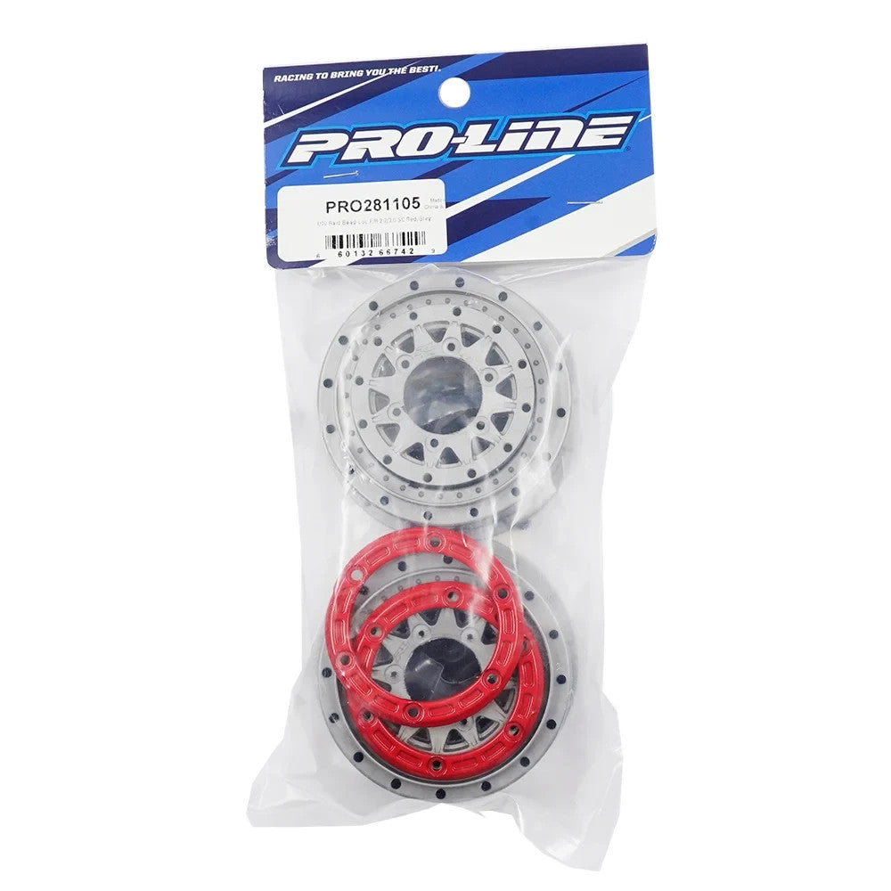 ProLine 1/10 Raid Bead-Loc F/R 2.2"/3.0" 12 /14mm SC Wheels (2) RD/GRY PRO281105