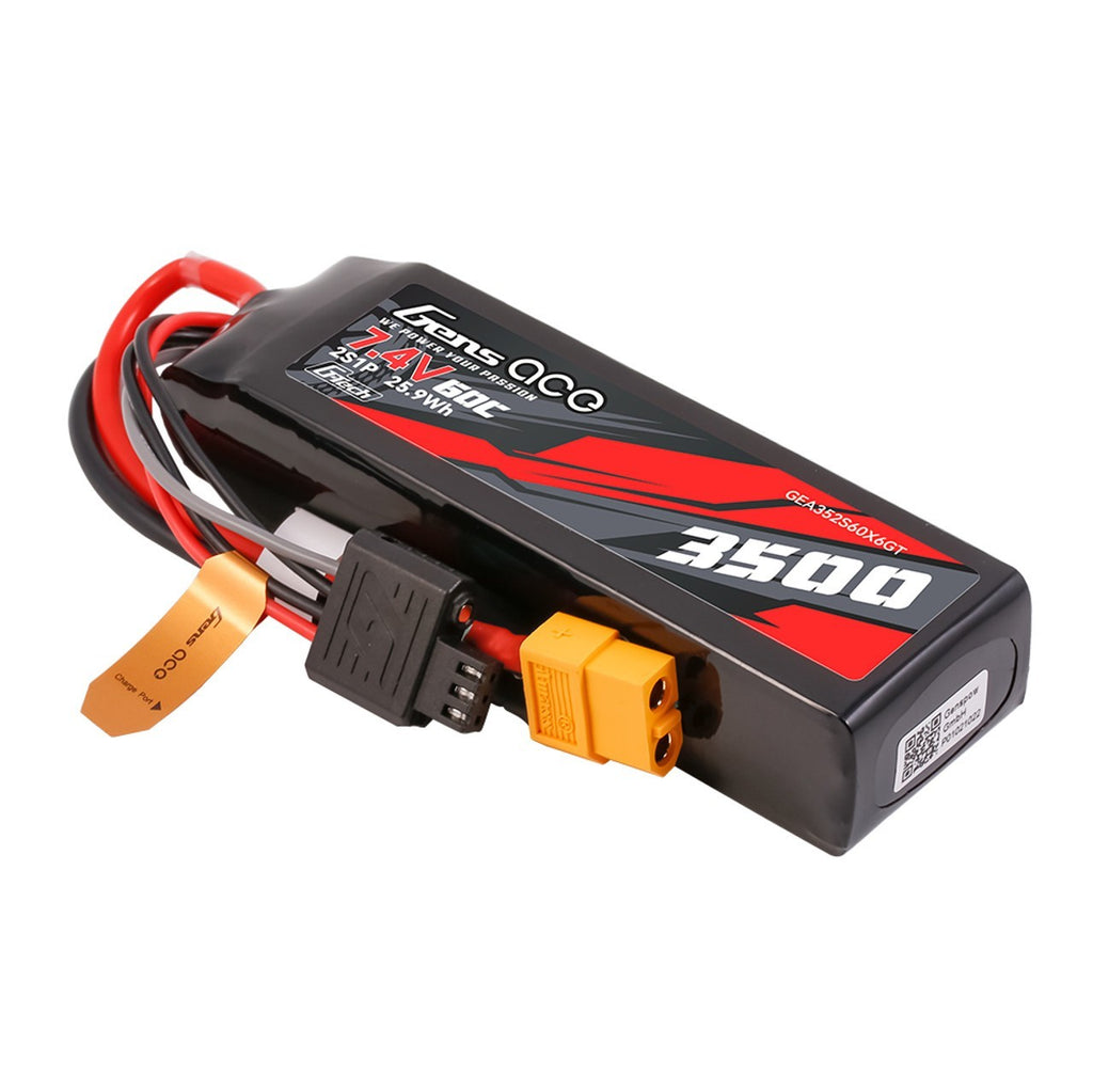 Gens ace GTech 3500mAh 2S 7.4V 60C Lipo Battery Pack XT60 : Traxxas Mini Maxx