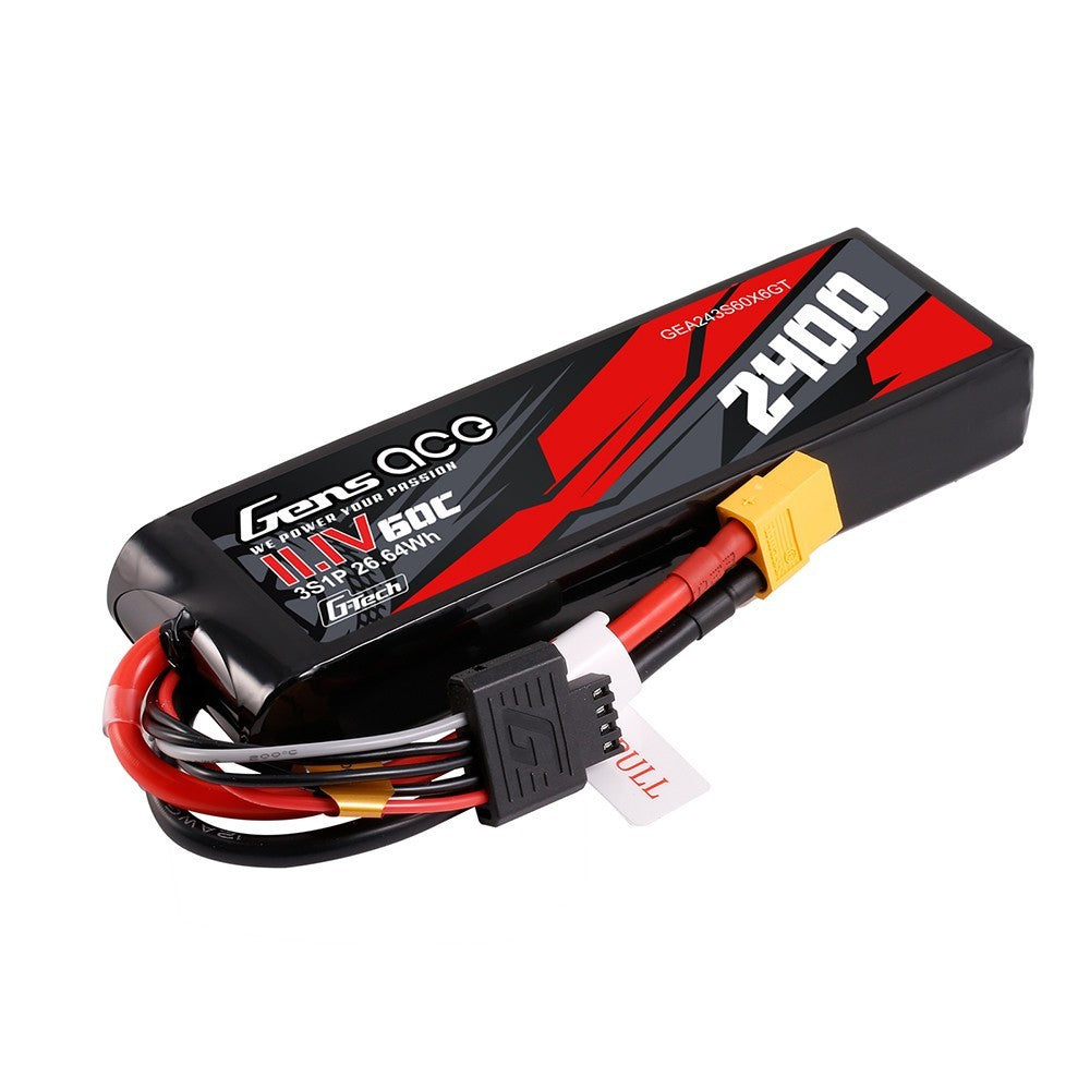 Gens Ace 2400mAh 3S 60C 11.1 V GTech Lipo Battery Pack w/ XT60 Plug Mini Kraton