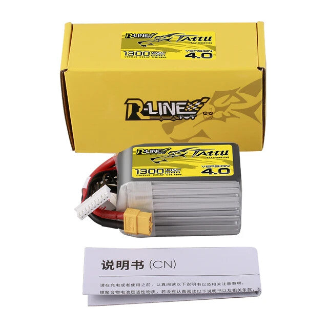 Tattu 1300mAh 8S 130C 29.6V R-Line Version 4.0 Lipo Battery Pack With XT60 Plug