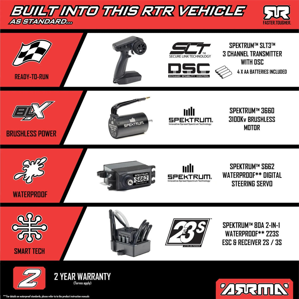 Arrma Granite 4x4 V4 223S DSC 1/10 RTR Brushless 4WD Monster Truck (Red)