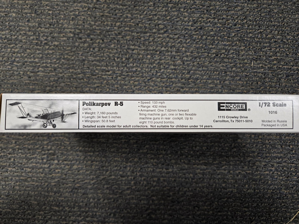 Encore Models POLIKARPOV R-5  1/72 Scale Model Kit #1016