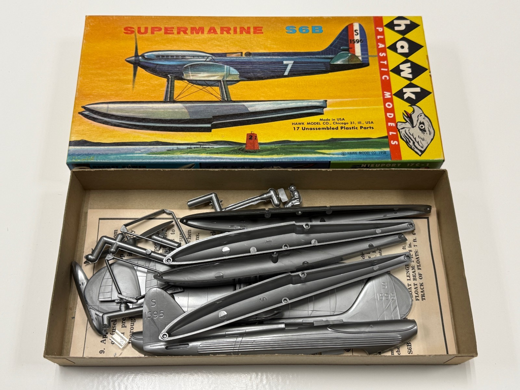 Supermarine S6B Plane ~ by HAWK ~ 1:48 Scale Model Kit #618-50 ~ 1958 NEW