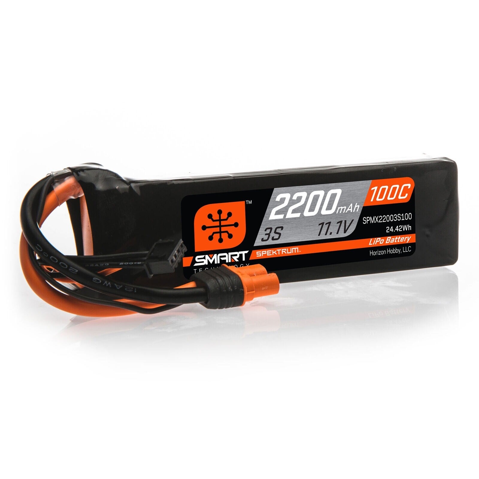 Spektrum 11.1V 2200mAh 3S 100C Smart LiPo RC Airplane Battery IC3 SPMX22003S100