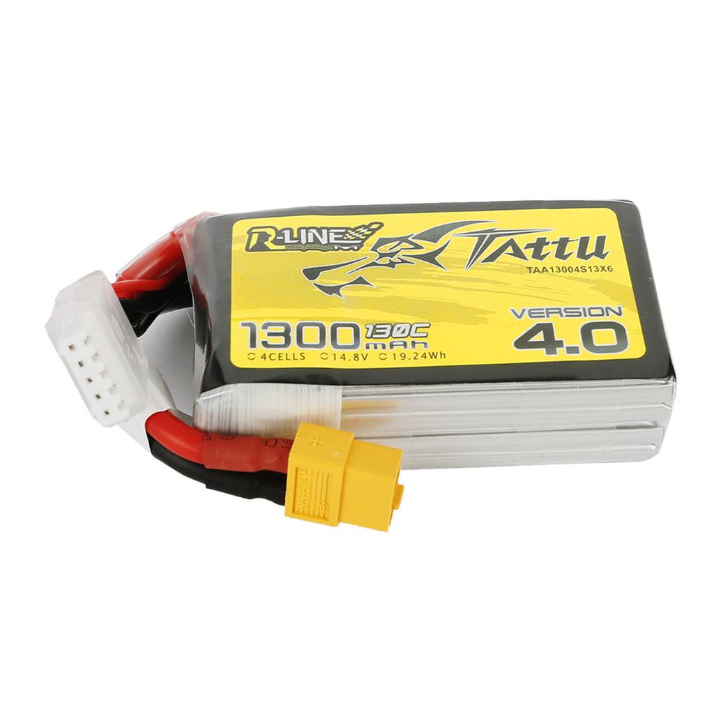Tattu R-Line Version 4.0 1300mAh 14.8V 130C 4S Lipo Battery Pack With XT60 Plug