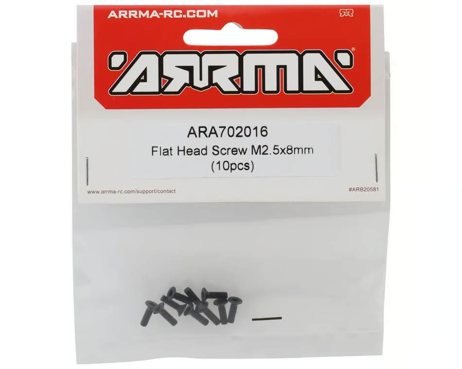 ARRMA Flat Head Screw M2.5x8mm 10pcs ARA702016 Granite Typhon Mojave GROM