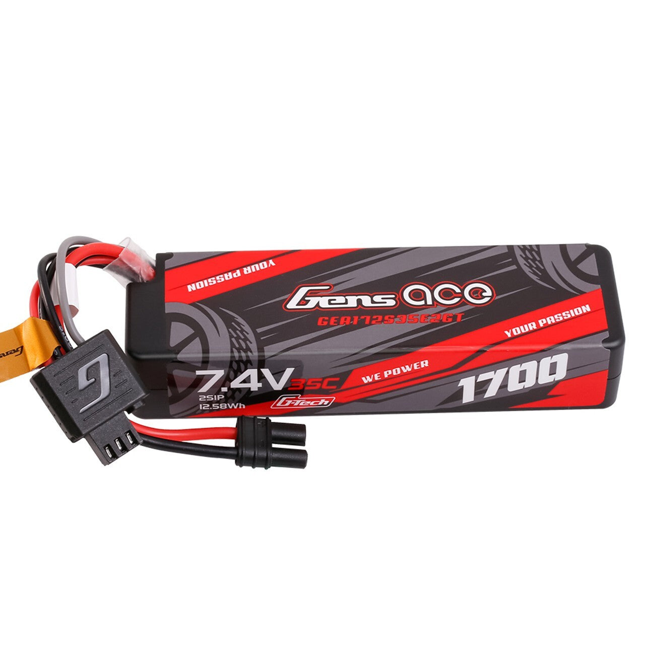 Gens Ace 1700mAh 2S 35C 7.4V GTech Hardcase Lipo Battery w/  IC2 Plug ARRMA GROM