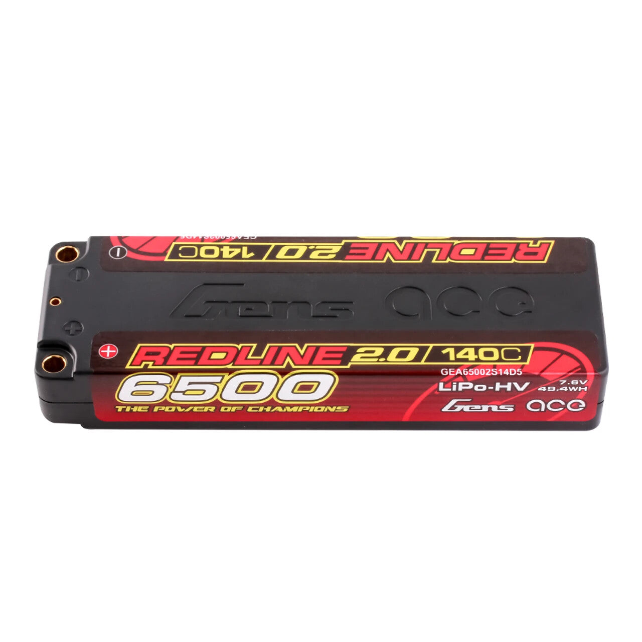 2xGens Ace 6500mAh 2S 7.6V 140C HardCase  Redline 2.0 Lipo Battery w/ 5mm Bullet