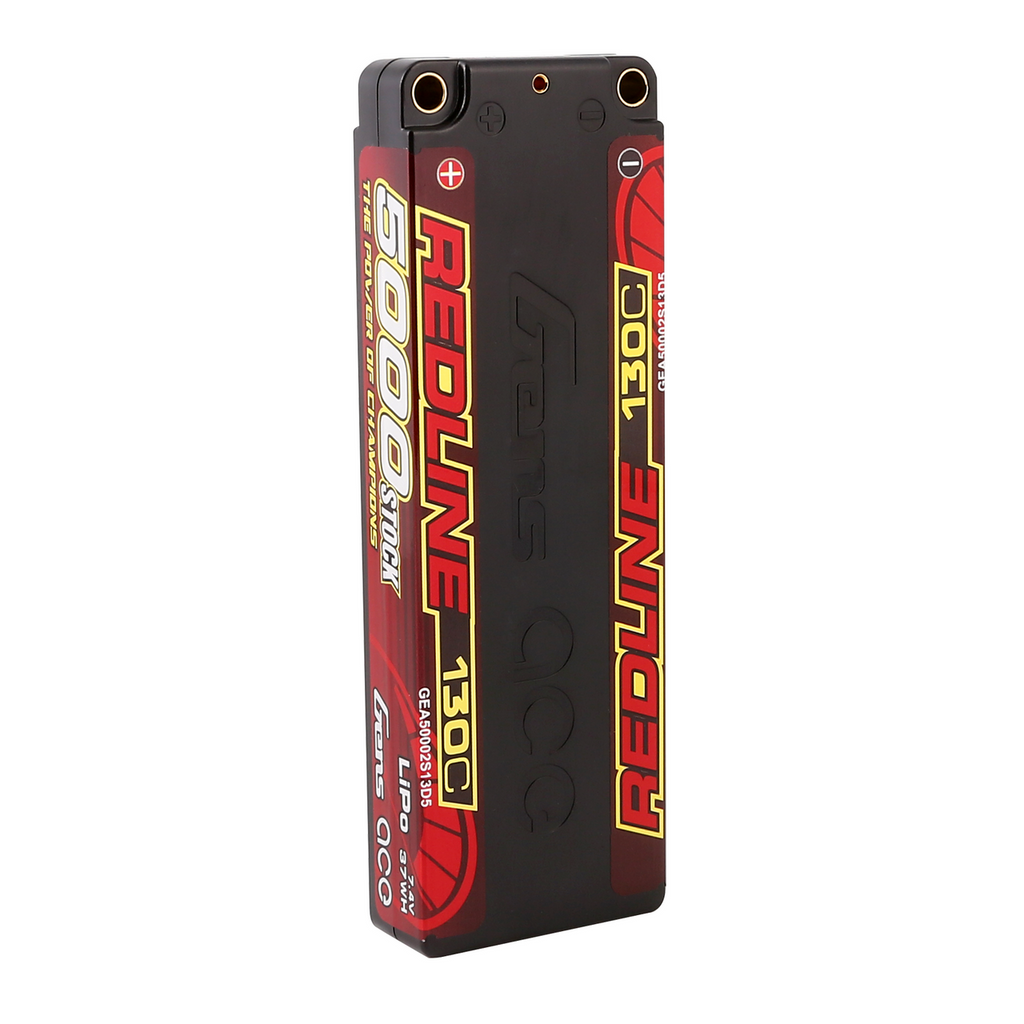 Gens ace 5000mAh 2S 7.4V 130C HardCase Redline Series Lipo Battery with 5.0m