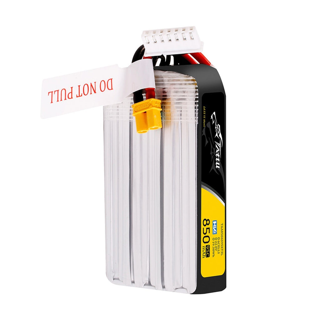 Tattu 850mAh 6S 95C 22.8V HV Lipo RC Drone Battery Long Pack with XT30 Plug