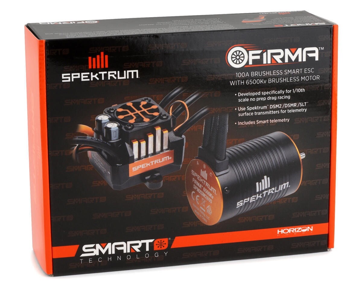 Spektrum RC Firma 100 Amp Brushless Smart ESC / Motor Drag Racing Combo 6500kV