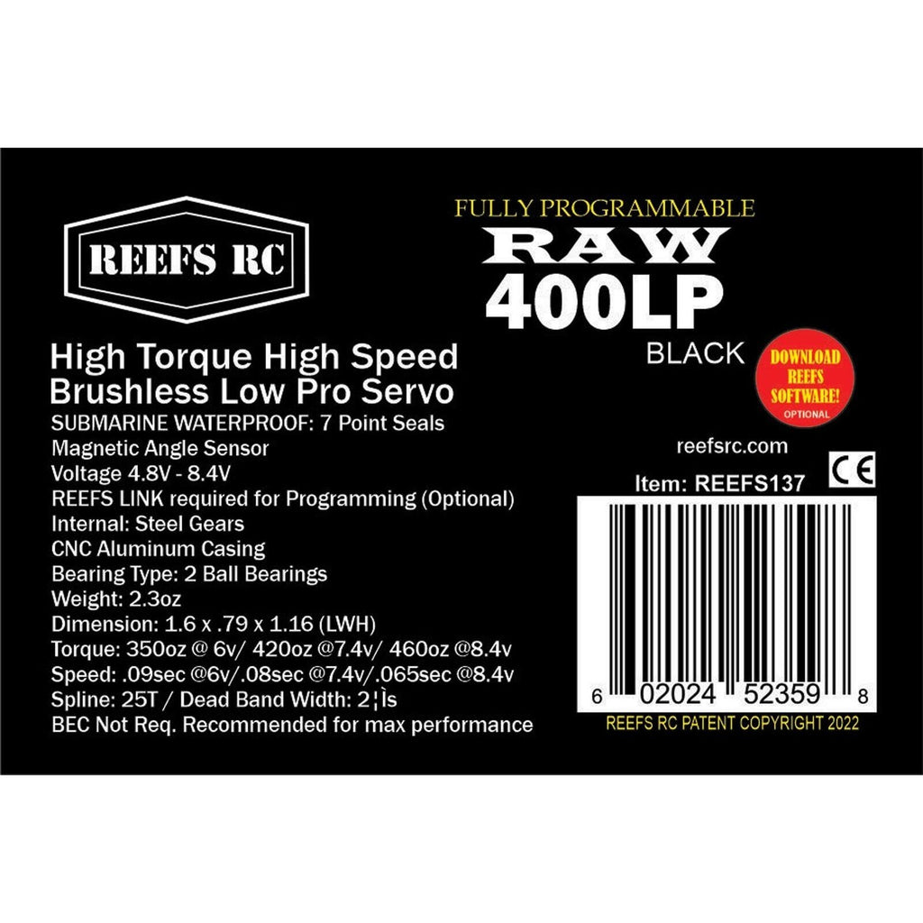 REEFS RC RAW 400 Standard Digital Metal Gear RC Waterproof Programmable Servo