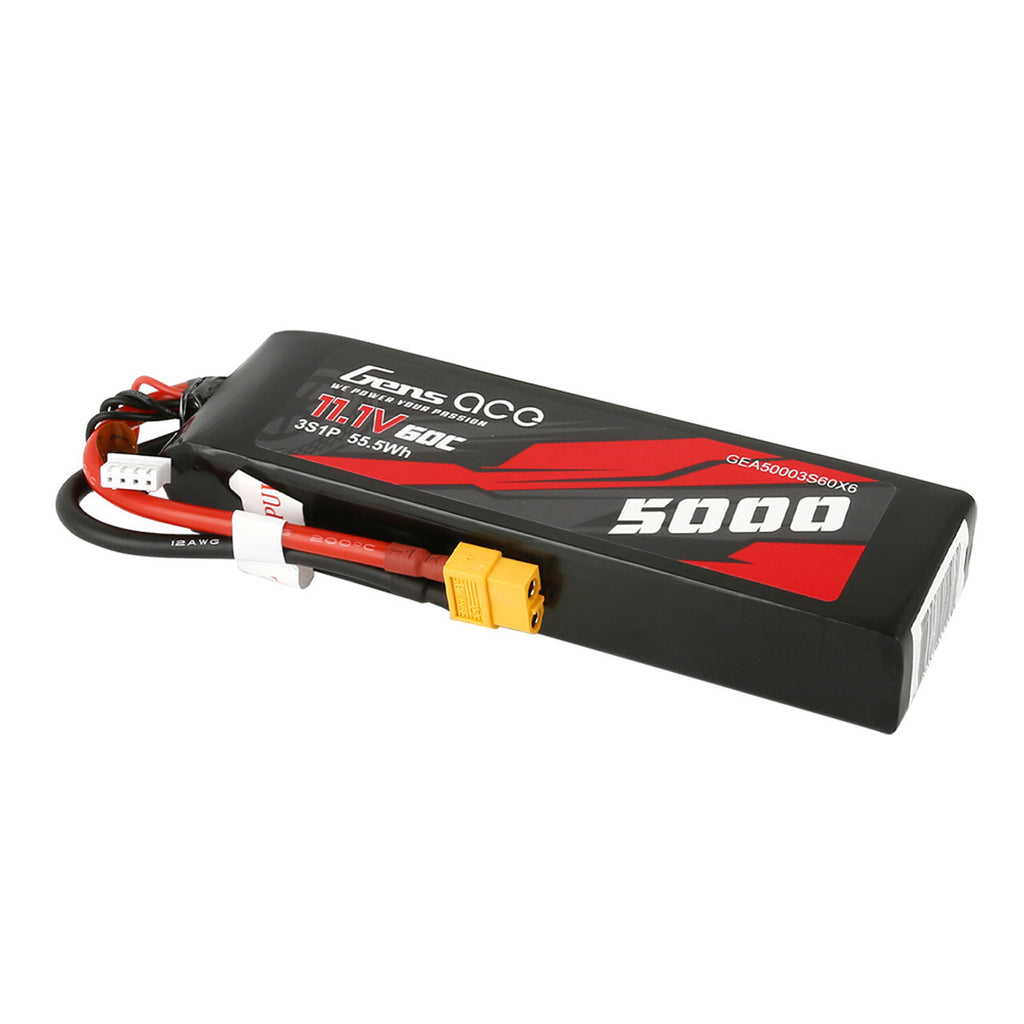 Gens Ace 11.1V 60C 3S 5000mAh Lipo RC Car Truck Battery Pack With XT60 Plug