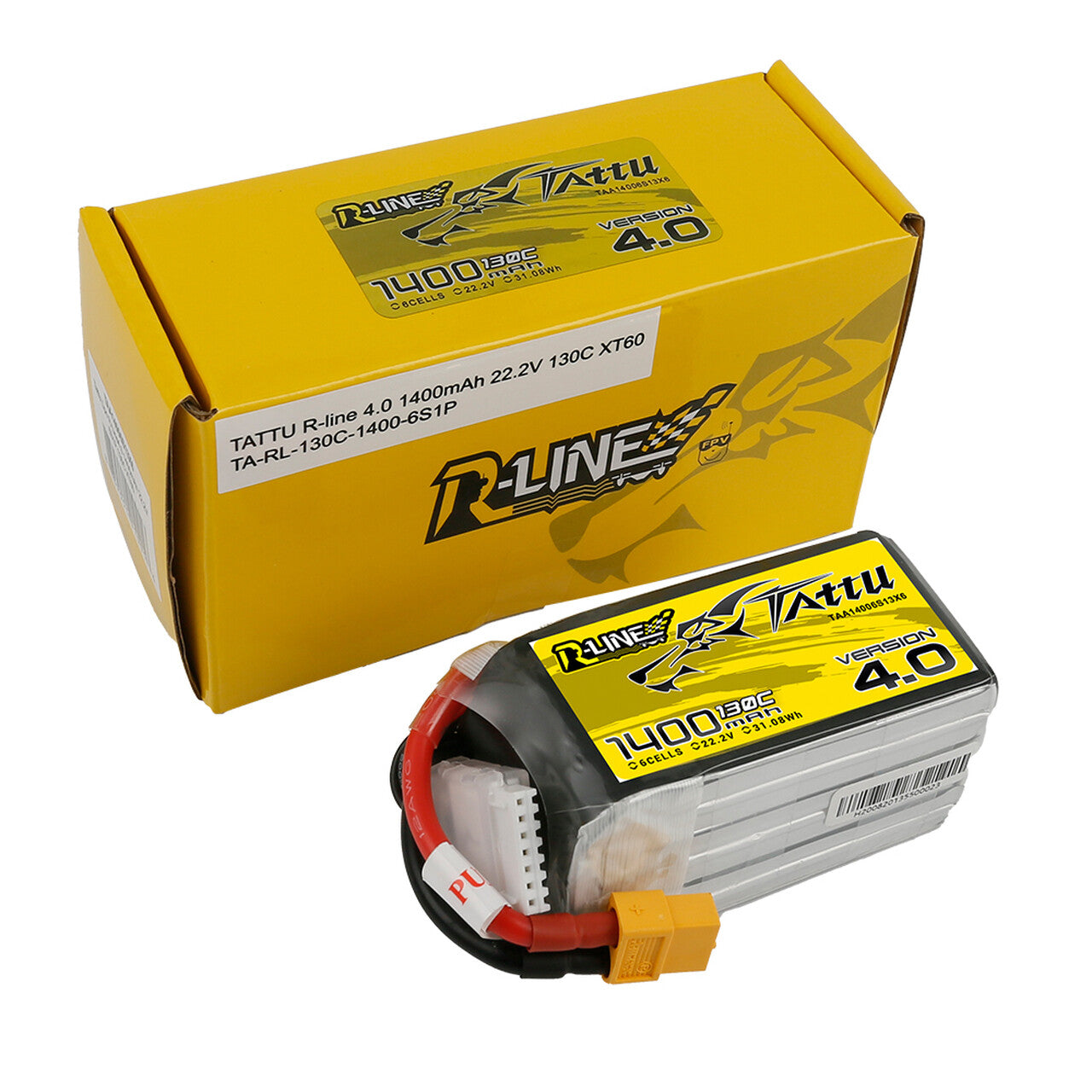 2x Tattu RLine Version 4.0 22.2v 6s 1400 130c High Performance Lipo Battery XT60