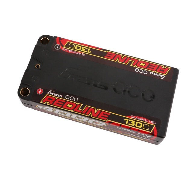 Gens ace 4000mAh 2S 130C 7.6V HardCase HV Redline Series Lipo Battery with 5mm