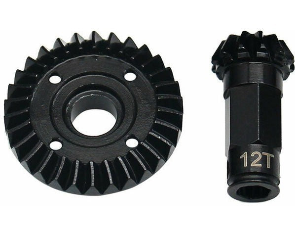 Hot Racing GRM9302R 30/12T Steel Helical Diff Ring/Pinion Rear Gear Set GROM