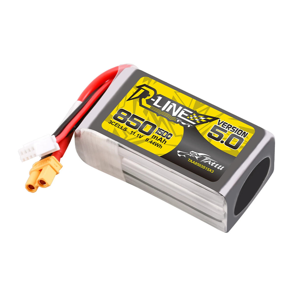 4x Tattu R-Line Version 5.0 850mAh 3S 11.1V 150C Lipo Battery Pack With XT30