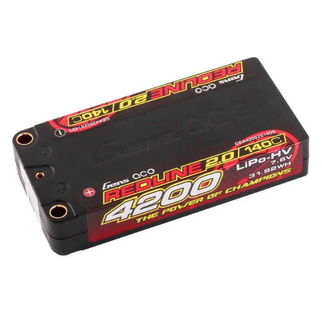 2x Gens Ace 4200mAh 140C 7.6V 2S Lipo Battery HV HardCase Shorty For 1/10 RC Car