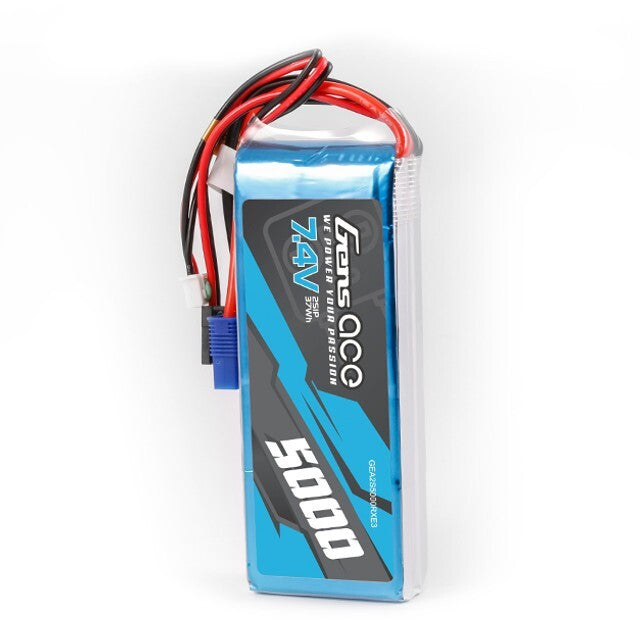 Gens ace 5000mAh 2S 7.4V HV RX Receiver Lipo Battery with EC3 JR Universal Plug