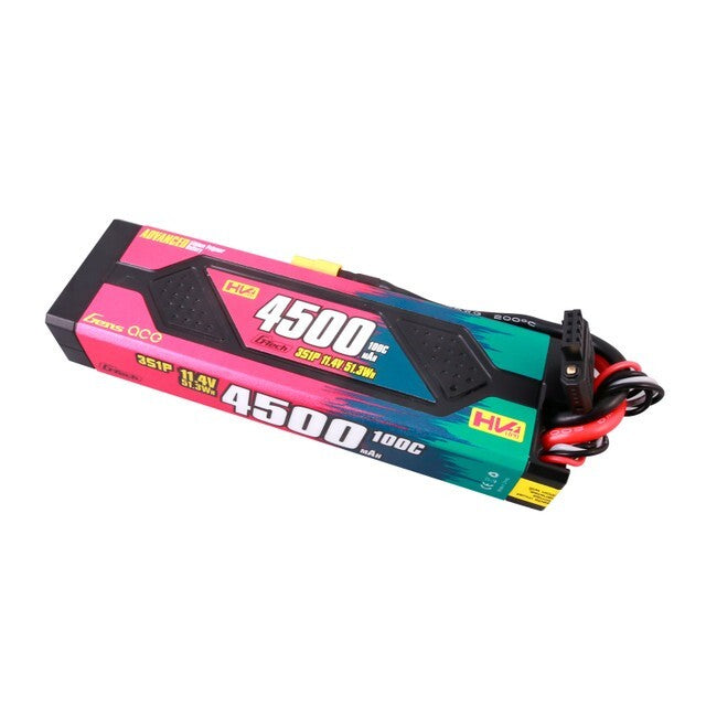 2x Gens ace 4500mAh 3S 100C 11.4V HardCase GTech Advanced Lipo Battery Pack XT60