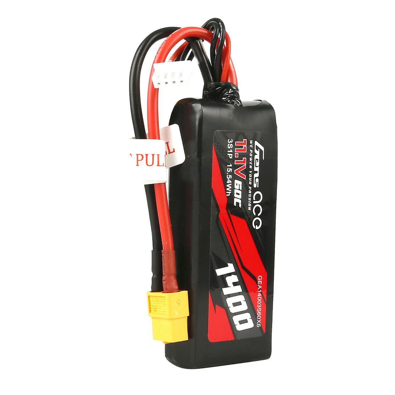 2x Gens Ace 1400mAh 11.1V 60C 3S Lipo Battery Pack With XT60 Plug : 1/16 Traxxas