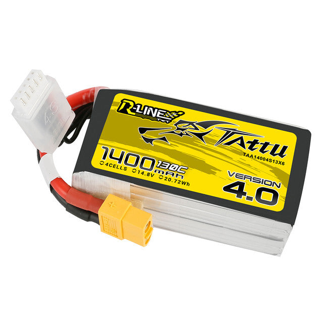 Tattu R-Line Version 4.0 1400mAh 14.8V 130C 4S Lipo Battery Pack With XT60 Plug