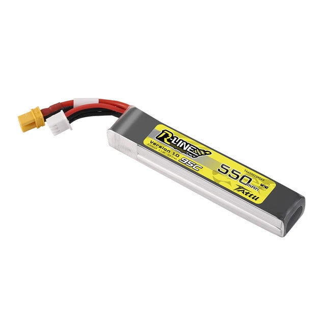 Tattu 550mAh 2S 7.4V R-Line Lipo RC Drone Battery Long Pack with XT30 Plug