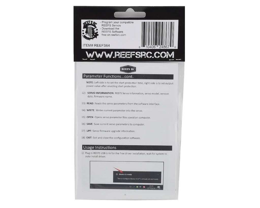 Reefs RC Remote Control USB Link Servo Programmer SEHREEFS64